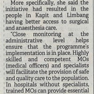 20 Mac 2023 Borneo Post Pg. 2 Dr Zaliha Trained Mos Can Provide Essential Emergency Care