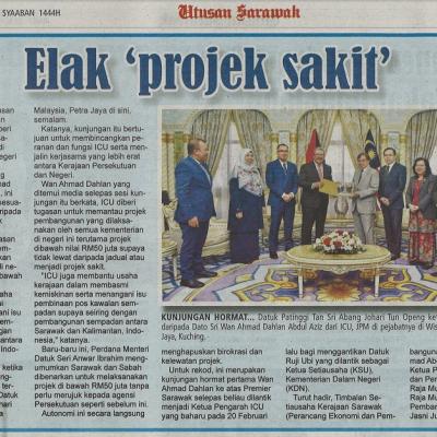 22 Mac 2023 Utusan Sarawak Pg. 3 Elak Projek Sakit