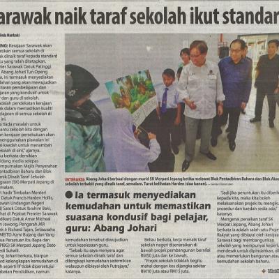 23 Mac 2023 Utusan Borneo Pg. 1 Sarawak Naik Taraf Sekolah Ikut Standard