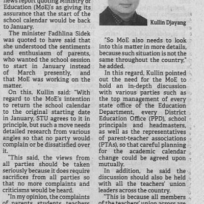 25 Mac 2023 Borneo Post Pg. 5 Move To Change School Academic Calendar Must Be Agreed Upon By All Parties Union