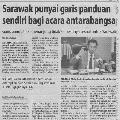 25 Mac 2023 Utusan Borneo Pg. 7 Sarawak Punyai Garis Panduan Sendiri Bagi Acara Antarabangsa