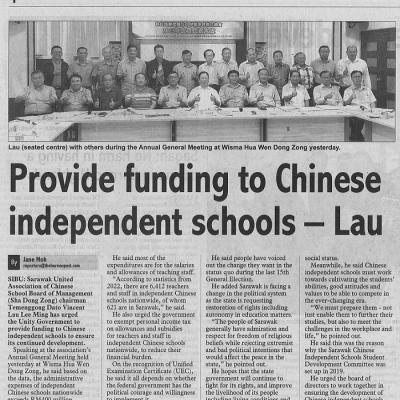 26 Mac 2023 Sunday Post Pg. 4 Provide Funding To Chinese Independent Schools Lau