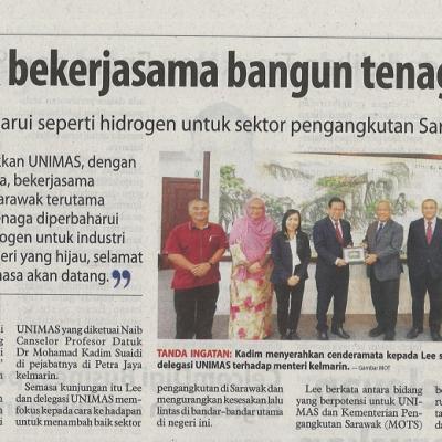 29 Mac 2023 Utusan Borneo Pg. 3 Unimas Digalak Bekerjasama Bangun Tenaga Diperbaharui