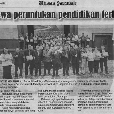 3 Mac 2023 Utusan Sarawak Pg. 9 Sagah Kecewa Peruntukan Pendidikan Terlalu Sedikit