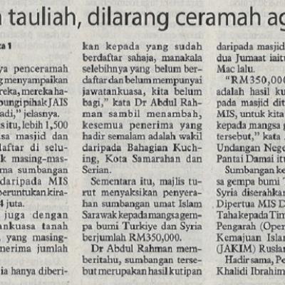 30 Mac 2023 Utusan Borneo Pg. 3 Tiada Tauliah Dilarang Ceramah Agama