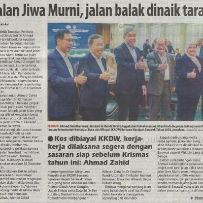 8 Mac 2023 Utusan Borneo Pg. 1 Jalan Jiwa Murni Jalan Balak Dinaik Taraf