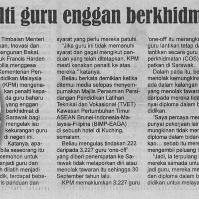 9 Mac 2023 Utusan Borneo Pg. 4 Kenakan Penalti Guru Enggan Berkhidmat Di Sarawak