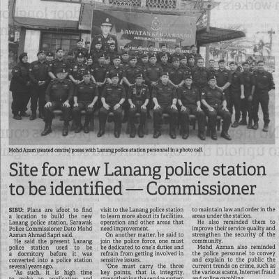 1 April 2023 Borneo Post Pg. 4 Site For New Lanang Police Station To Be Identified Commissioner
