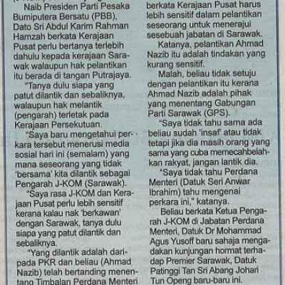 10 April 2023 Utusan Sarawak Pg. 3 J Kom Sarawak Kecewa