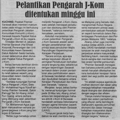 11 April 2023 Utusan Sarawak Pg. 6 Pelantikan Pengarah J Kom Ditentukan Minggu Ini