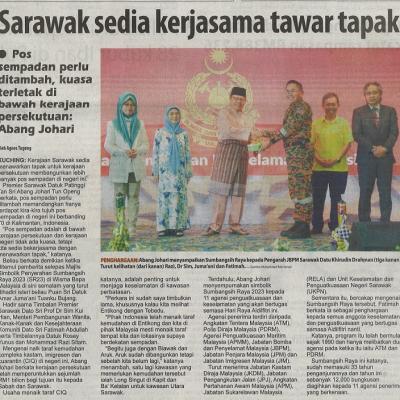 15 April 2023 Utusan Borneo Pg. 1 Sarawak Sedia Kerjasama Tawar Tapak