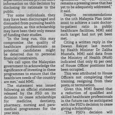 17 April 2023 Borneo Post Pg. 2 Psd Urged To Clarify Decision To Cease Sponsoring Medical Students