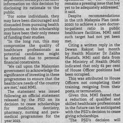 17 April 2023 Borneo Post Pg. 2 Psd Urged To Clarify Decision To Cease Sponsoring Medical Students