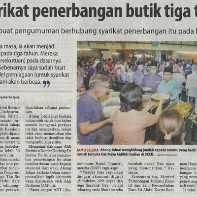 24 April 2023 Utusan Borneo Pg. 3 Operasi Syarikat Penerbangan Butik Tiga Tahun Lagi