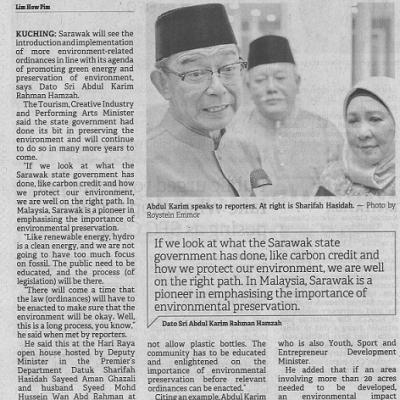 25 April 2023 Borneo Post Pg. 3 Sarawak To Introduce More Environment Related Ordinances
