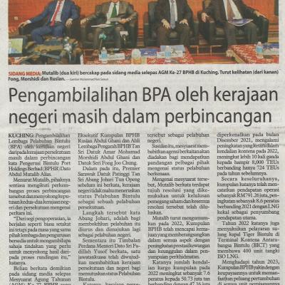 28 April 2023 Utusan Borneo Pg. 3 Pengambilalihan Bpa Oleh Kerajaan Negeri Masih Dalam Perbincangan