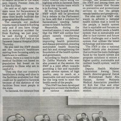 29 April 2023 Borneo Post Pg. 2 Dr Sim Health White Paper Will Give More Swakian Ease Of Access To Health Facilities