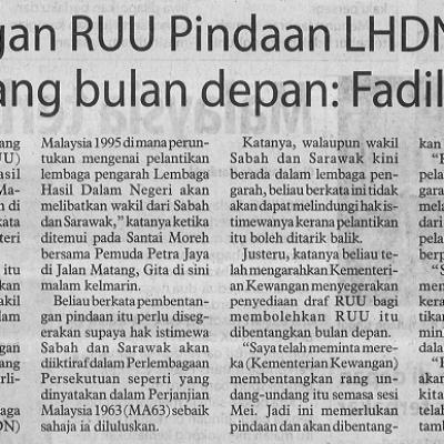 3 April 2023 Utusan Borneo Pg. 2 Cadangan Ruu Pindaan Lhdn Mesti Dibentang Bulan Depan Fadillah