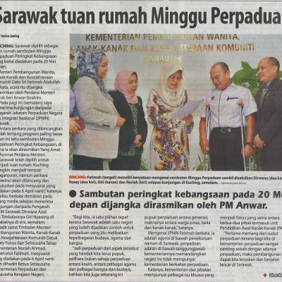 5 April 2023 Utusan Borneo Pg 1 Sarawak Tuan Rumah Minggu Perpaduan