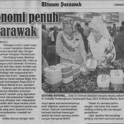 7 April 2023 Utusan Sarawak Pg. 6 Beri Autonomi Penuh Kepada Sarawak