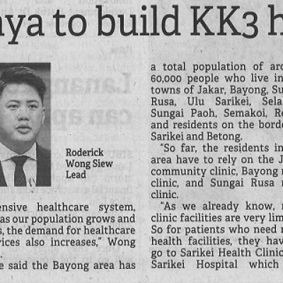 8 April 2023 Borneo Post Pg. 4 Senator Urges Putrajaya To Build Kk3 Health Clinic In Sarikei
