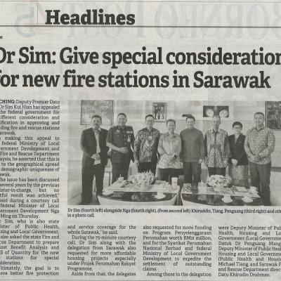 13 Mei 2023 Borneo Post Pg. 2 Dr Sim Give Special Consideration For New Fire Stations In Sarawak