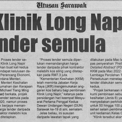 19 Mei 2023 Utusan Sarawak Pg. 8 Projek Klinik Long Napir Ditender Semula