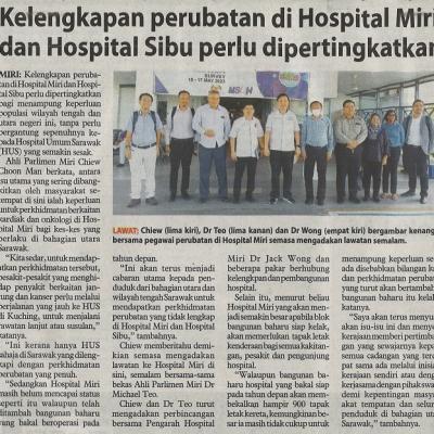 4 Mei 2023 Utusan Borneo Pg. 3 Kelengkapan Perubatan Di Hospital Miri Dan Hospital Sibu Perlu Dipertingkatkan