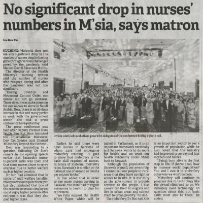 6 Mei 2023 Borneo Post Pg. 2 No Significant Drop In Nurses Numbers In Msia Says Matron