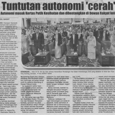 6 Mei 2023 Utusan Sarawak Pg. 4 Tuntutan Autonomi Cerah