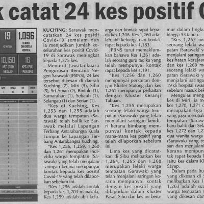 11.1.2021 Utusan Sarawak Pg.4 Sarawak Catat 24 Kes Positif Covid 19