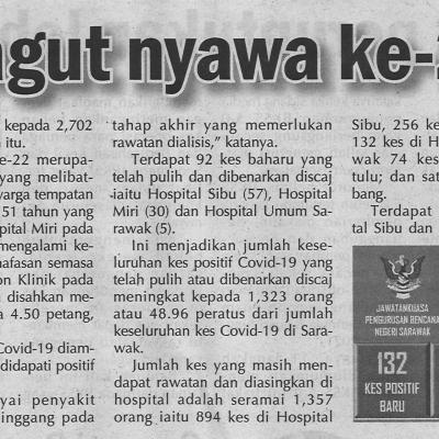 22.01.2021 Utusan Sarawak Pg.4 Covid 19 Ragut Nyawa Ke 22 Di Swak