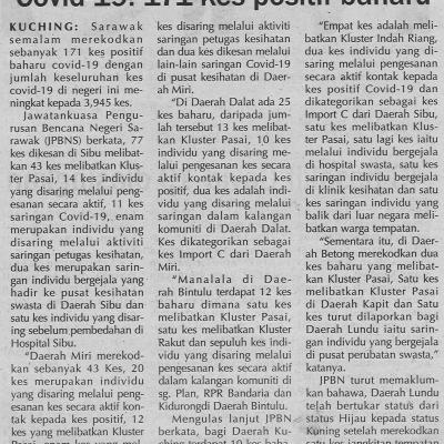 29.1.2021 Utusan Sarawak Pg.4covid 19 171 Kes Positif Baharu