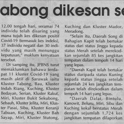 30.1.2021 Utusan Sarawak Kluster Tabong Dikesan Semalam