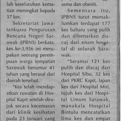 31.1.2021 Utusan Sarawak Satu Kes Kematian Baharu Dicatatkan