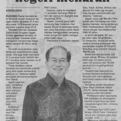 1 Jun 2023 Utusan Sarawak Pg. 2 Kadar Kemiskinan Negeri Menurun