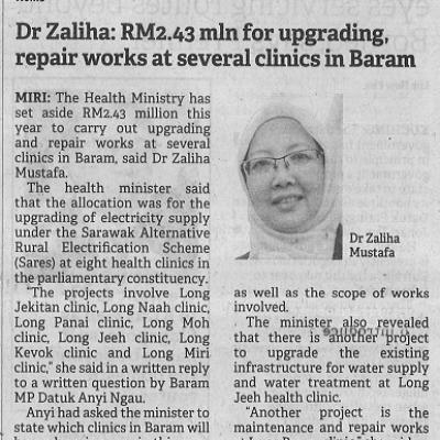 16 Jun 2023 Borneo Post Pg. 2 Dr Zaliha Rm2.43 Mln For Upgrading Repair Works At Several Clinics In Baram