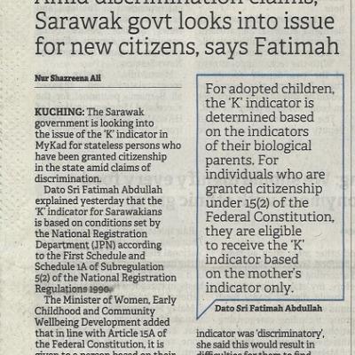 17 Jun 2023 Borneo Post Pg. 1 Tackling The K Indicator Issue