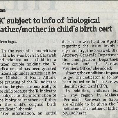 17 Jun 2023 Borneo Post Pg. 2 K Subject To Info Of Biological Fathermother In Childs Birth Cert