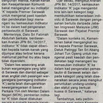 17 Jun 2023 Utusan Sarawak Pg. 3 Isu Indikator K Dibawa Kepada Abang Jo