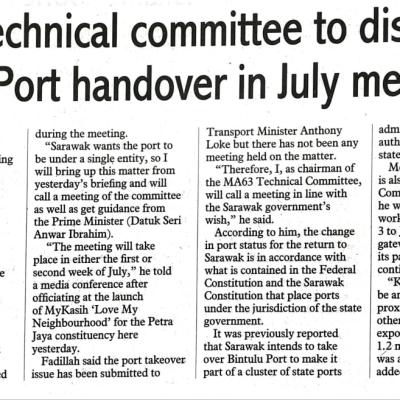 25 Jun 2023 Sunday Post Pg. 1 Ma63 Technical Committee To Discuss Bintulu Port Handover In July Meeting
