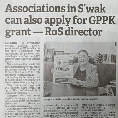 27 Jun 2023 Borneo Post Pg.4 Associations In Swak Can Also Apply For Gppk Grant Ros Director