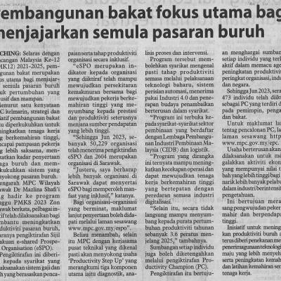 28 Jun 2023 Utusan Borneo Pg. 8 Pembangunan Bakat Fokus Utama Bagi Menjajarkan Semula Pasaran Buruh