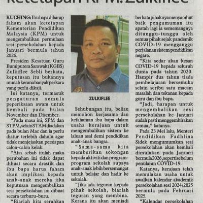 3 Jun 2023 Utusan Borneo Pg. 5 Ibu Bapa Diharap Faham Ketetapan Kpm Zulkiflee