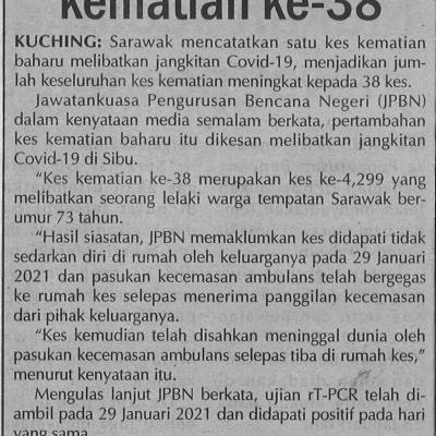 1.2.2021 Utusan Sarawak Sarawak Catat Kematian Ke 38