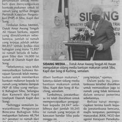 11.2.2021 Utusan Sarawak Pg.4 Bantuan Makanan Di Sibu Kapit Song