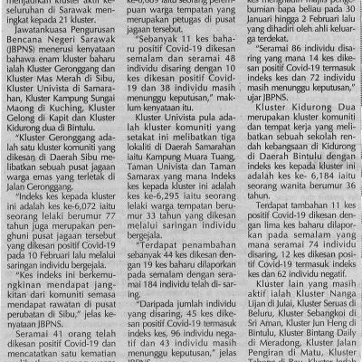 17.02.2021 Utusan Sarawak Pg.4enam Kluster Baharu Di Sarawak