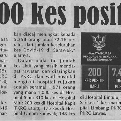 19.2.2021 Utusan Sarawak Pg.4 Covid 19 200 Kes Positif Semalam