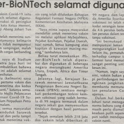28.2.2021 Mingguan Sarawak Pg.3 Pfizer Biontech Selamat Digunakan