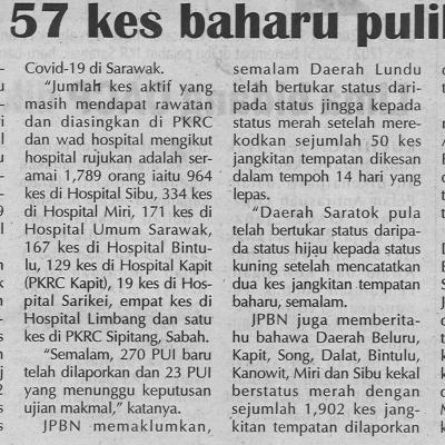 7.2.2021. Mingguan Sarawak Pg.4 157 Kes Baharu Pulih